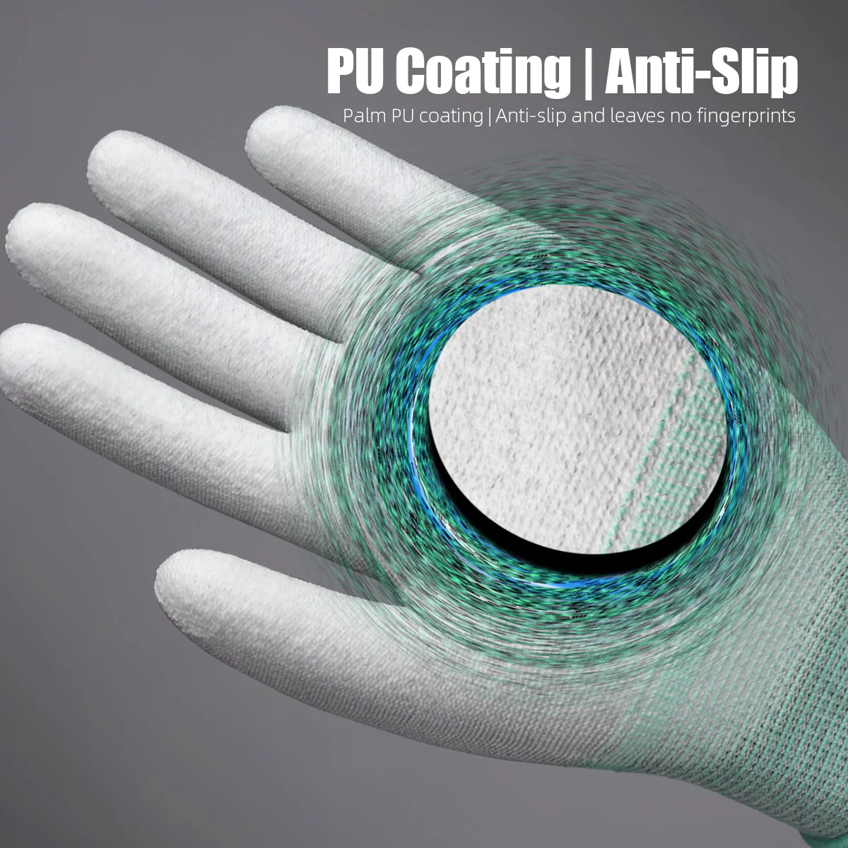 LAOA PU Coated Gloves 13-Gauge Seamless Knitting Anti-Slip Work Gloves Abrasion Resistant Breathable EN388 Level 3
