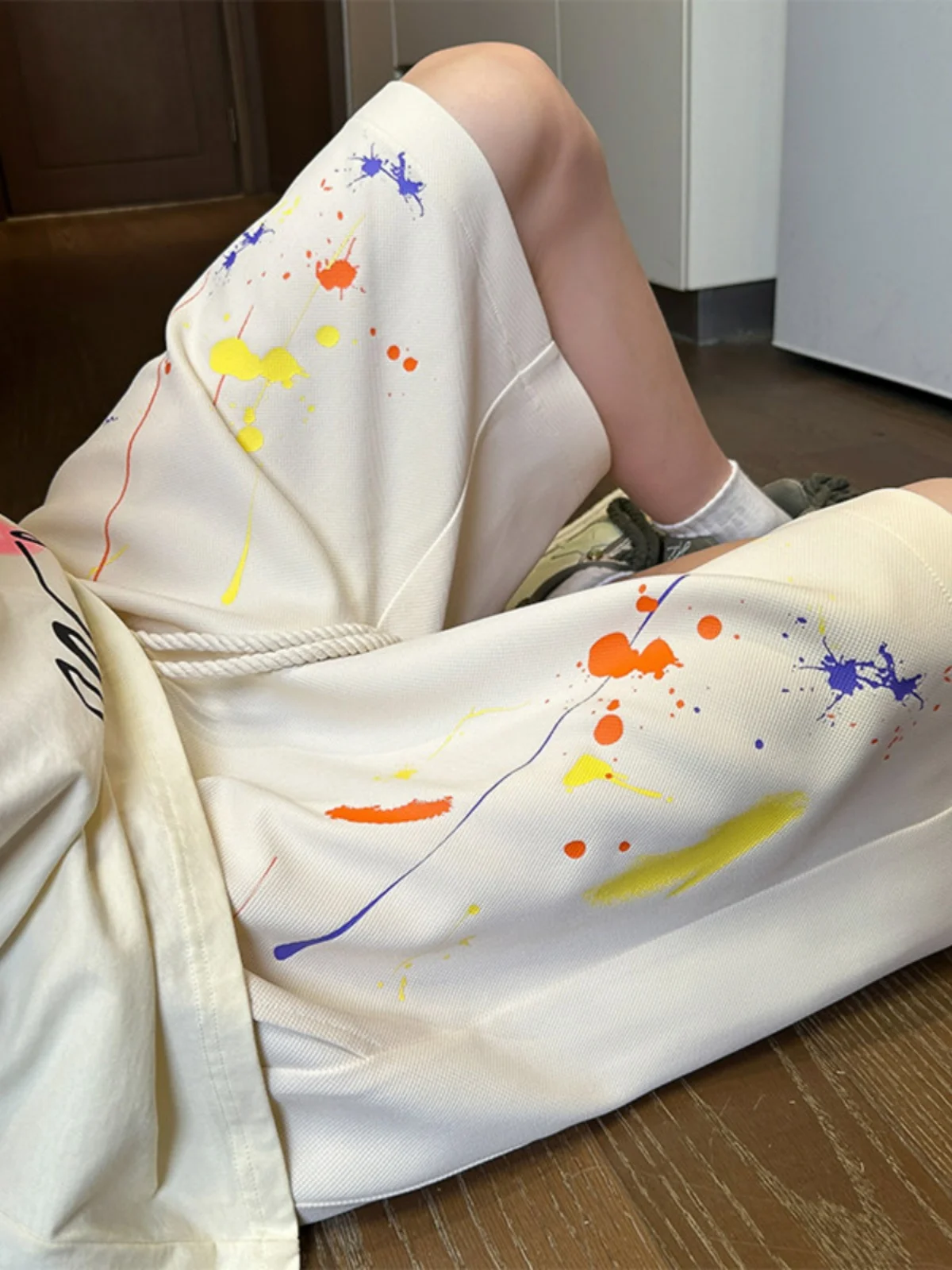 

Men's Summer Faion ort Pants Ink Splaing Print Five-Point Baskeall Straight Leg Casual orts Breathable Lightweight