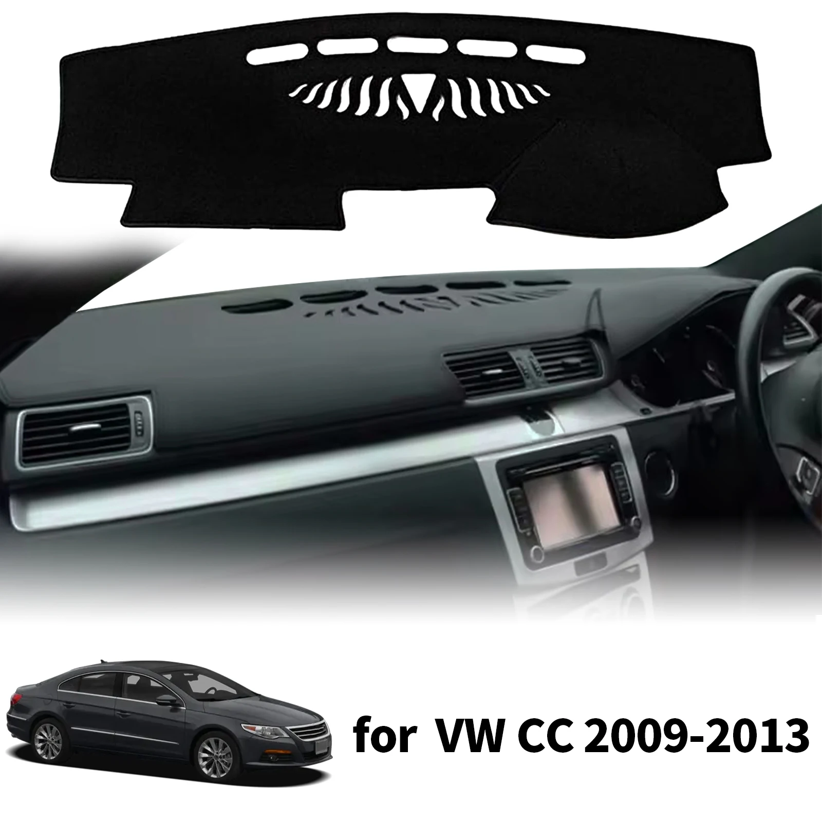 for Volkswagen VW CC 2009 2010-2013 Car Dashboard Cover Sunshade Non‑Slip Protector Dash Mat Interior Decor Pad Accessories