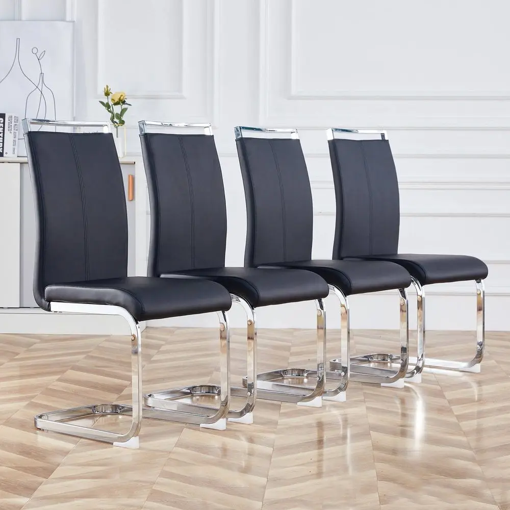 

Modern Dining Chairs Set of 4, Side amp Kitchen Chairs with Faux Leather Padded Seat, High Back, for Dining, Kitchen, Living Ro