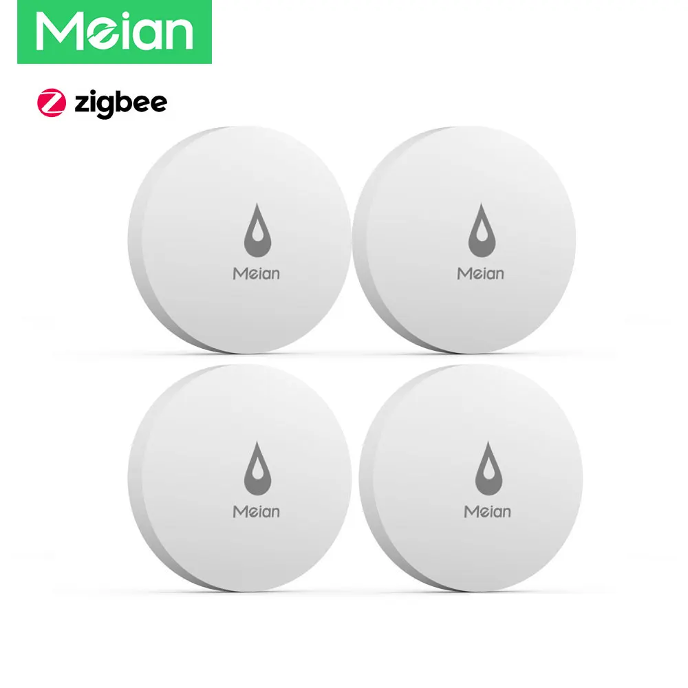 Meian 4PCS Tuya Water Leakage Sensor Detector ZigBee 3.0 Water Leak Detection Sensor Wifi Wireless Smart Home Security Alarm