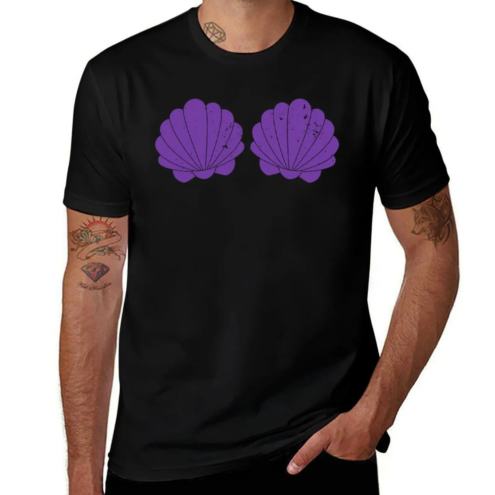 

Purple Mermaid Shells T-Shirt printed t shirts for man man tshirt T-Shirt