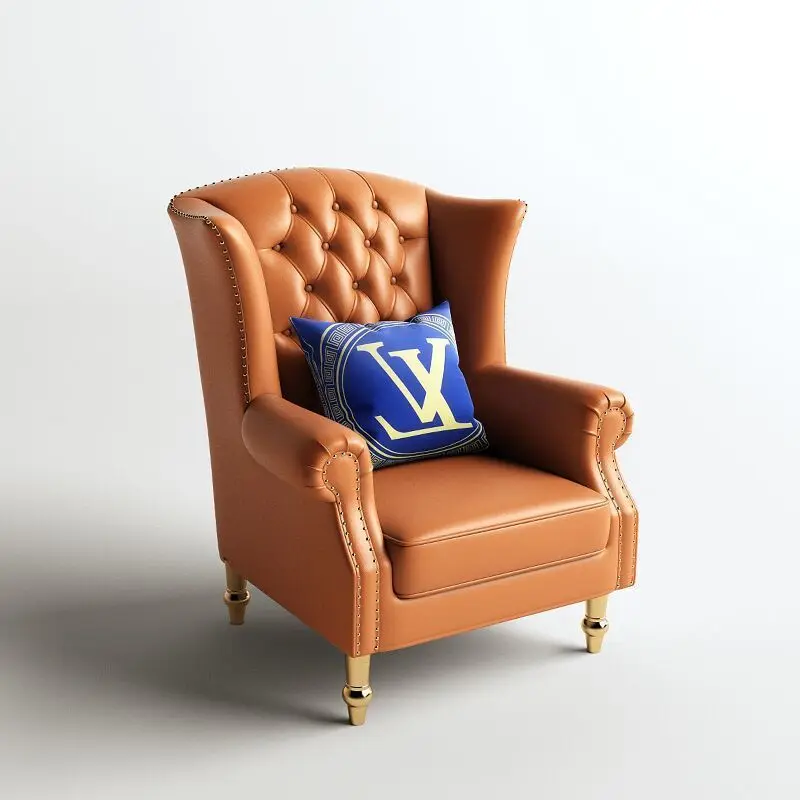 Modern Single Sofa Chair Living Room Furniture Arm Chaise Leisure Lounge Chair with Ottoman for Hotel Villa Sofa Set