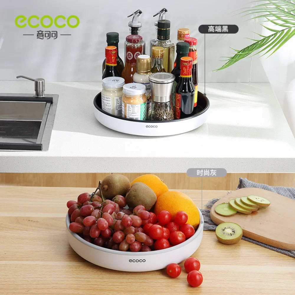 Ecoco-Household Kitchen Rotary Shelf, Multifunctional Seasoning Bottle, Soy Sauce Storage Tray Organizer kitchen storage