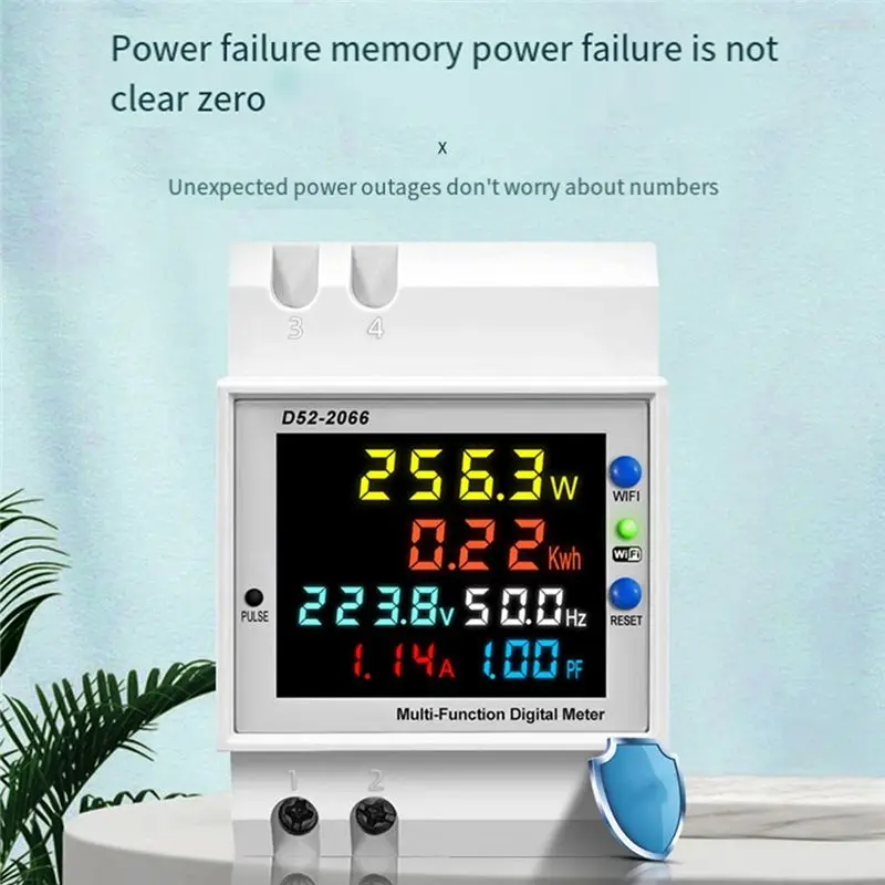 ABGE-Tuya Wifi Intelligent Digital Display Electricity Meter DIN-Rail Voltage Current Meter Power Factor Frequency Meter