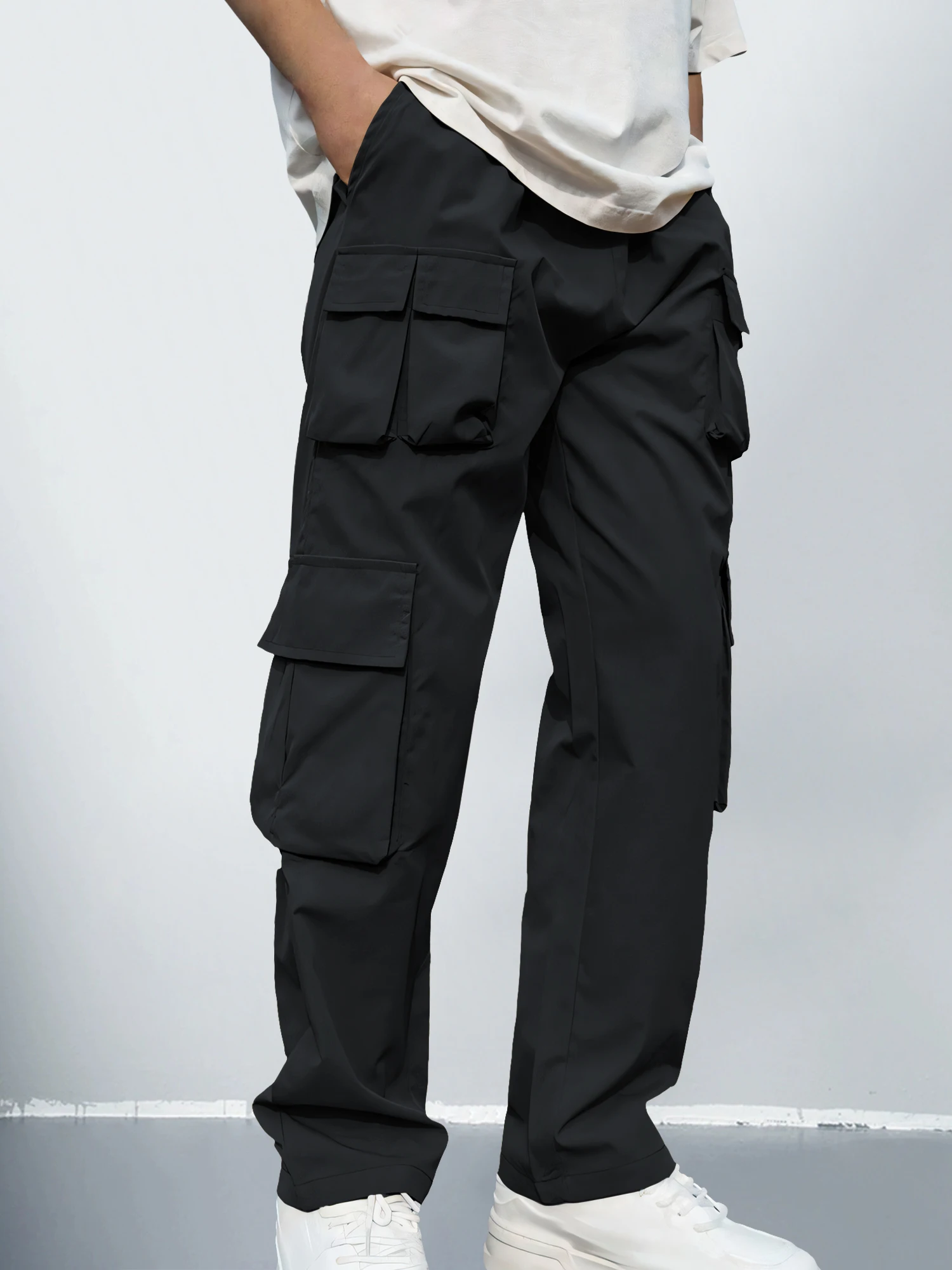 Boys' pants, large and medium-sized children's size 7-13 years old, multi-pocket practical jogging pants, machine washable, and