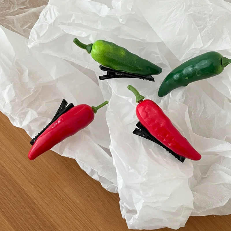 Horquilla de Chile creativa y divertida de 6 piezas, Clips laterales bonitos para el cabello para niñas, mujeres, accesorios coreanos para el cabello