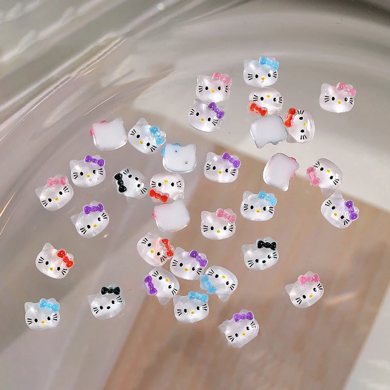 20Pcs 3D KT Cat Nail Art Decoration Cute Cartoon Resin Nail Ornament For Girls DIY Manicure Decor Accessories