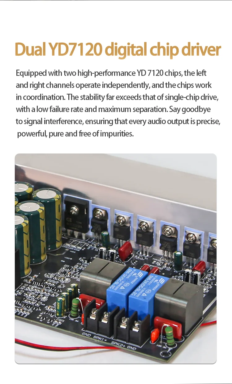 Yd1000W Hochleistungs-Digitalverstärkerplatine Zweikanal 500W+500W BTL Brückengesteuert 1000W mit Schaltnetzteil – Detail 9
