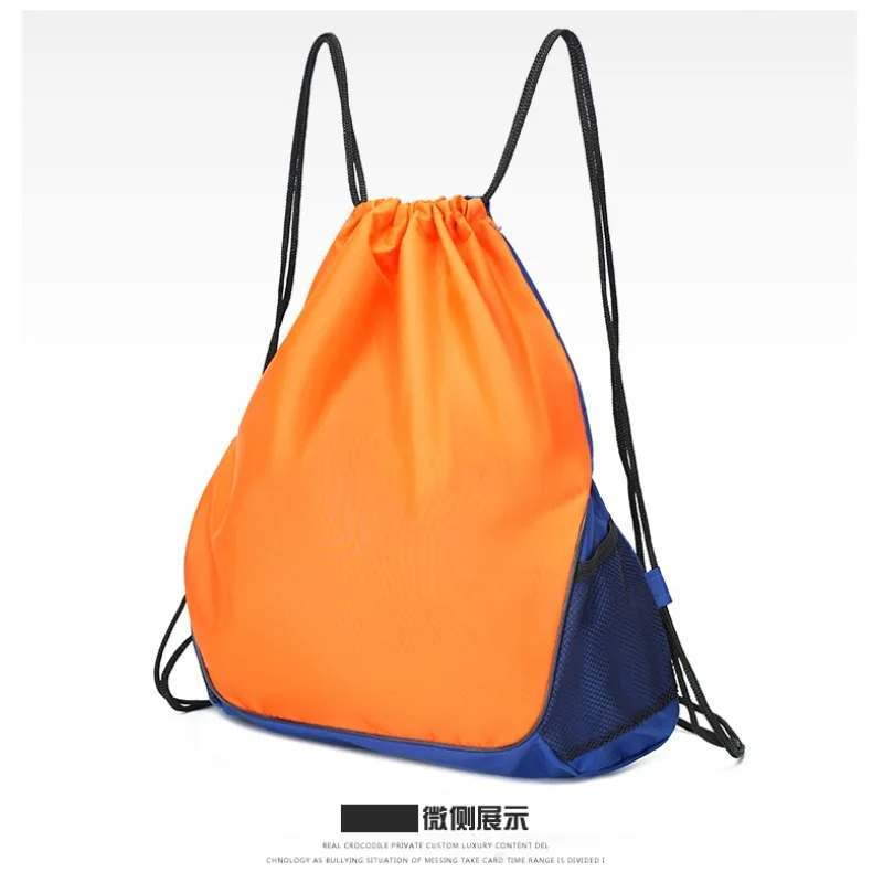 Sports Drawstring Backpack Men Large Capacity Gym Sack Bag with Side Pocket Lightweight Travel Fitness Storage Shoulder Bag