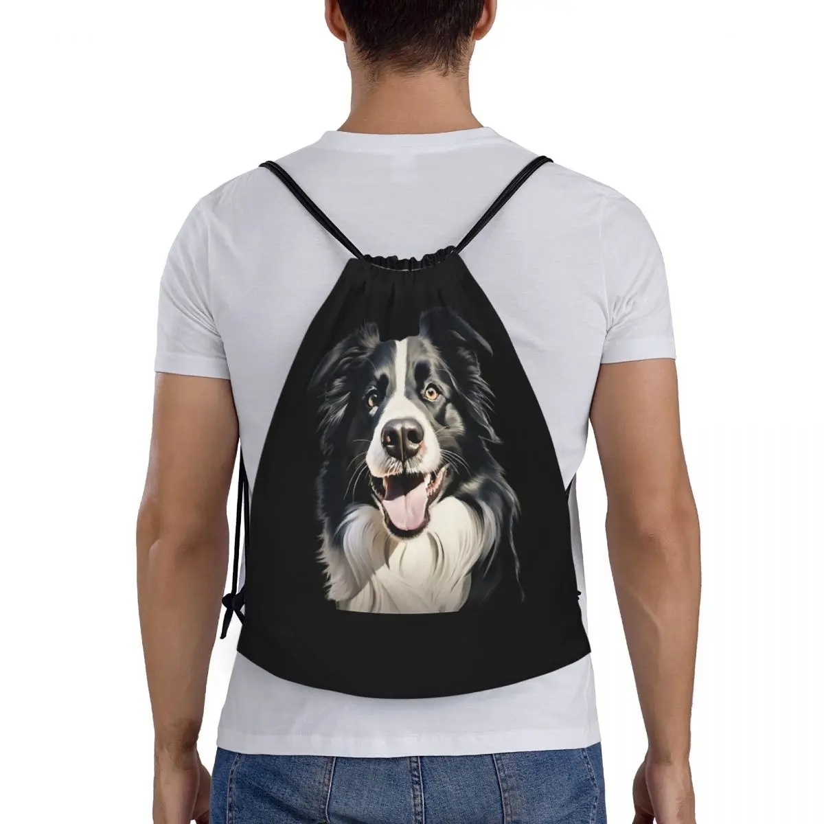 

Border Collie Backpacks Fashion Portable Drawstring Bags Storage Bag Book Bags For Man Woman Students