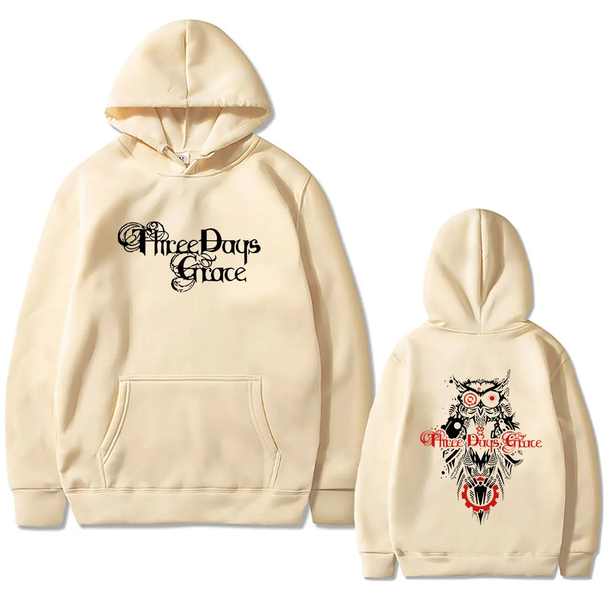 Rockband Three Days Grace Eulen-Grafik Hoodie für Männer und Frauen Alternative Metal Streetwear Männlicher Gothic Oversized Pullover Hoodie – Detail 7
