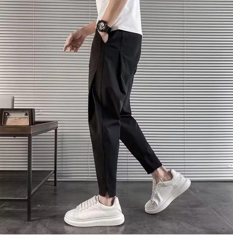 Celana Harem warna Solid pria, celana pensil pinggang elastis untuk pria, celana ketat Ankle, celana pantalon hombre Streetwear korea