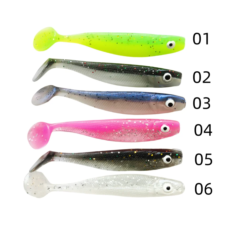 MUKUN 10 Stück 60 mm 2 g weiche Köder Köder Angelköder Leurre Shad Doppelfarbiger Silikonköder T-Schwanz – Detail 1