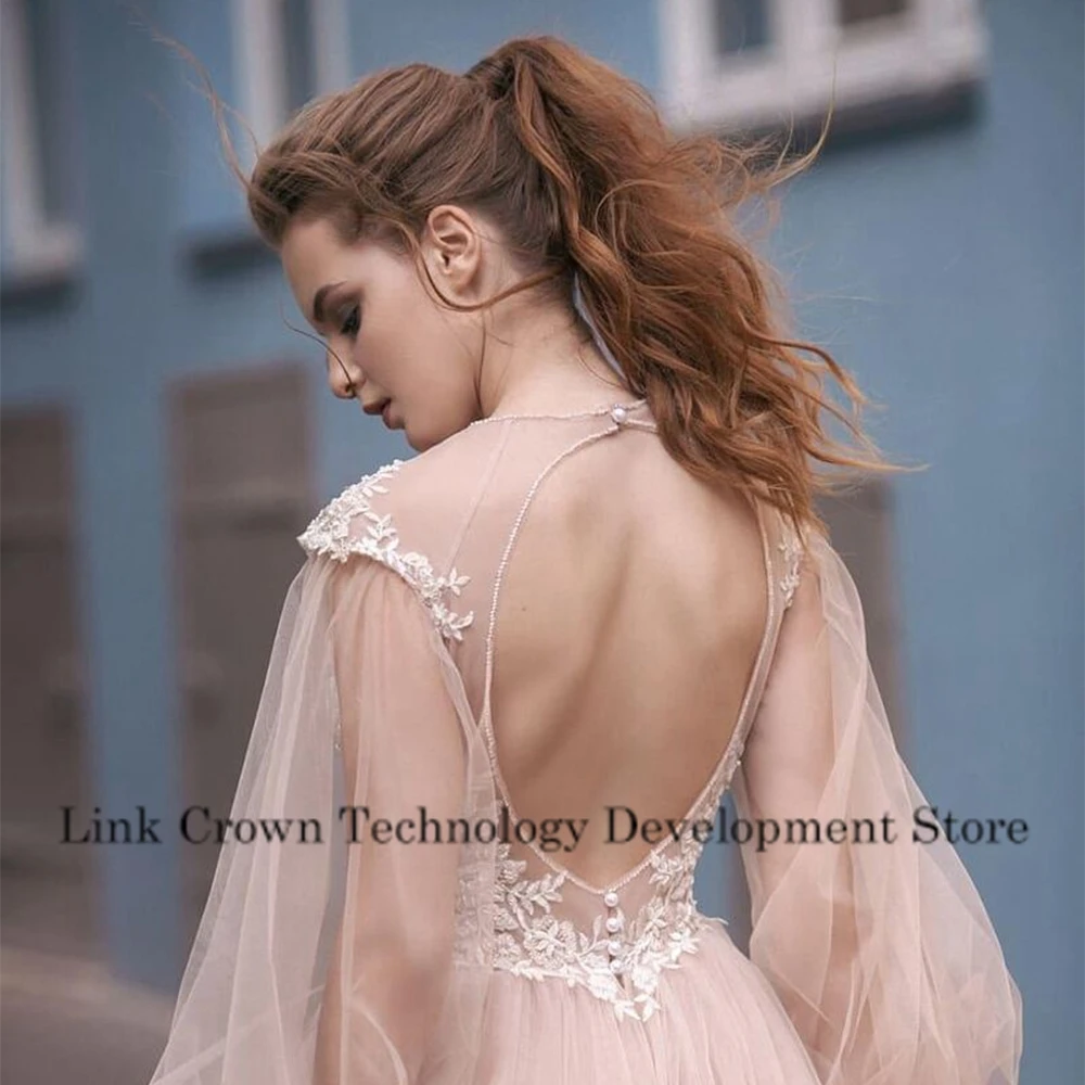 Charmante trägerlose Brautkleider voller Ärmel Champagner Brautkleider Gericht Zug Vestido De Novia exquisite neue Robe De Sommer