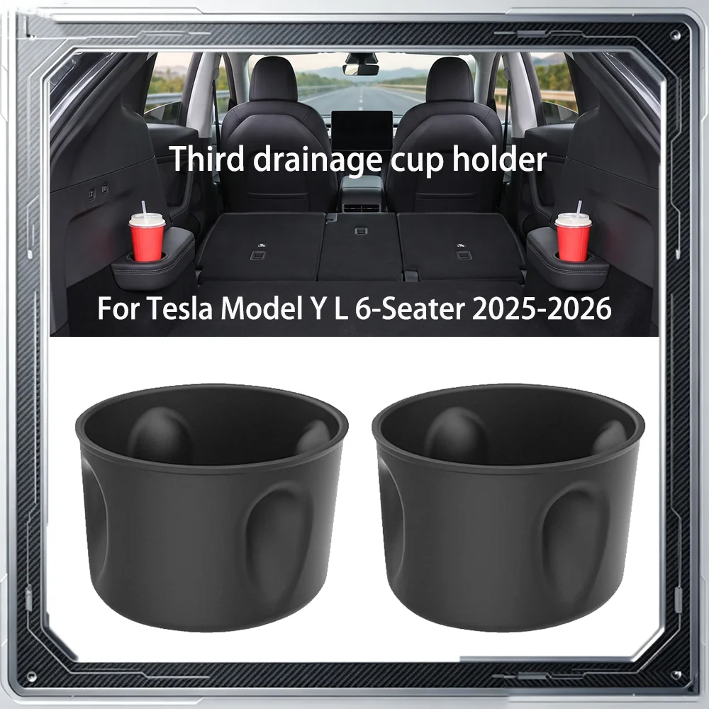 Anti-Slip Soft Silicone Third Row Cup Holder Insert Rear Armrest Drink Cup Organizer For Tesla Model Y L 6-Seater 2025‑2026