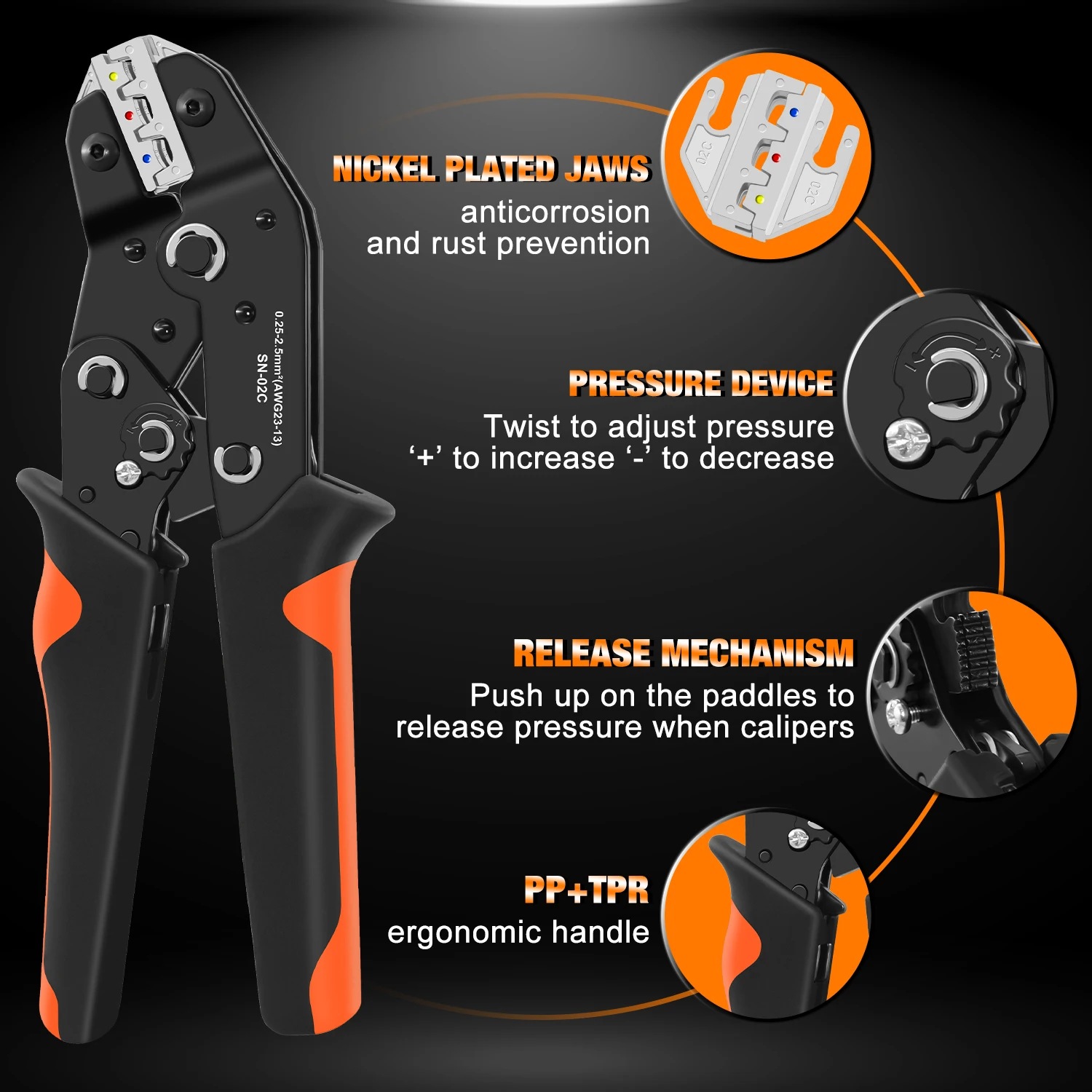 SN-02C 460 قطعة مجموعة أدوات العقص سلك معزول موصلات كهربائية مجموعة متنوعة موصلات الأسلاك المكشكش 17 أنواع محطات #5