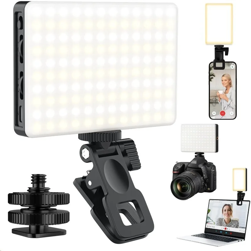 

120 LED Selfie Light for iPhone, Portable Phone Light with Clip & Camera Tripod Adapter - 8000mAh Rechargeable, 3 Lighting Modes