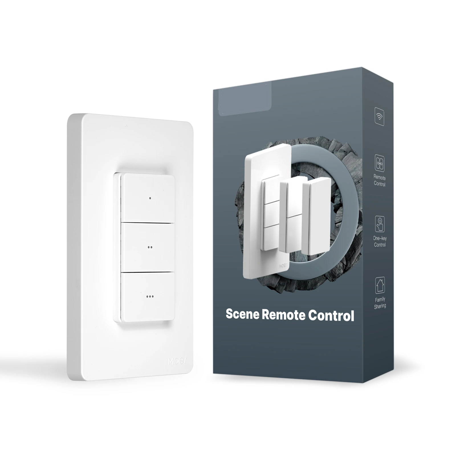 

For Tuya Compatible For Zigbee 3-Button Wireless Scene Switch Dual Control for Home Automation Magnetic Lanyard Option White PC