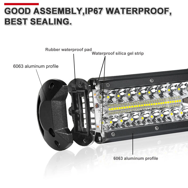 NLpearl 3-Row LED Bar 4-20 Inch LED Light Bar/Work Light For Car Tractor Boat OffRoad 4x4 Truck  ATV 12V 24V Work Lamp Headlight