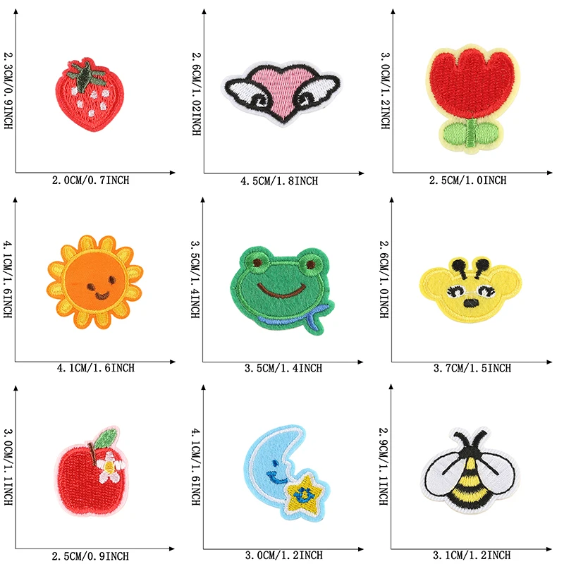 20pcs Lot strawberry Iron On Patches For Clothes Small Cute Embroidered Jacket Bulk Wholesale Sew Kids Applique Girls Fabrics