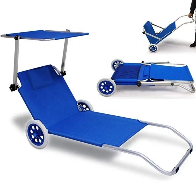 

YTYIN Aluminium Lightweight Sunshade Adjustable Outdoor Beach Bed With Wheels