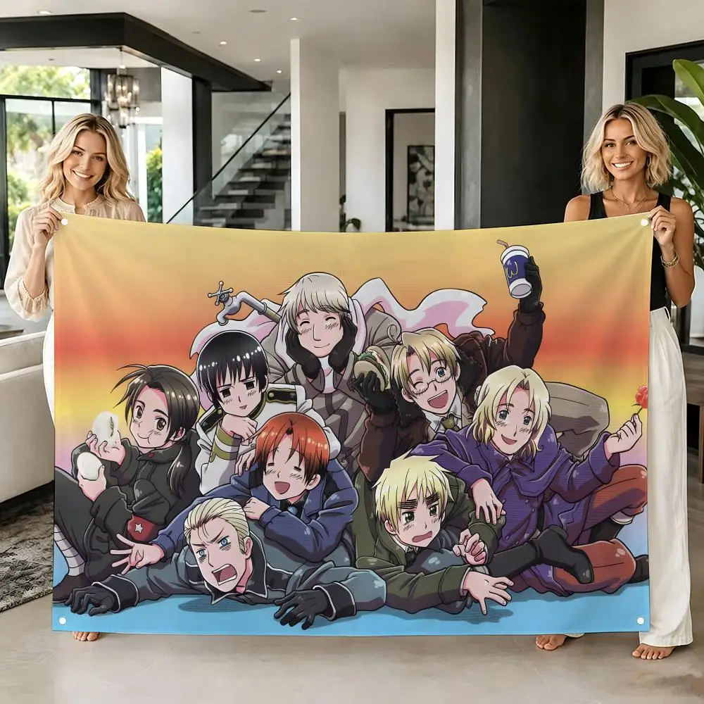 Country Anime Characters H-hetalia world stars Flags Tapestry Creative Pattern Photo Living Room Wall Art Party Outdoor Decor