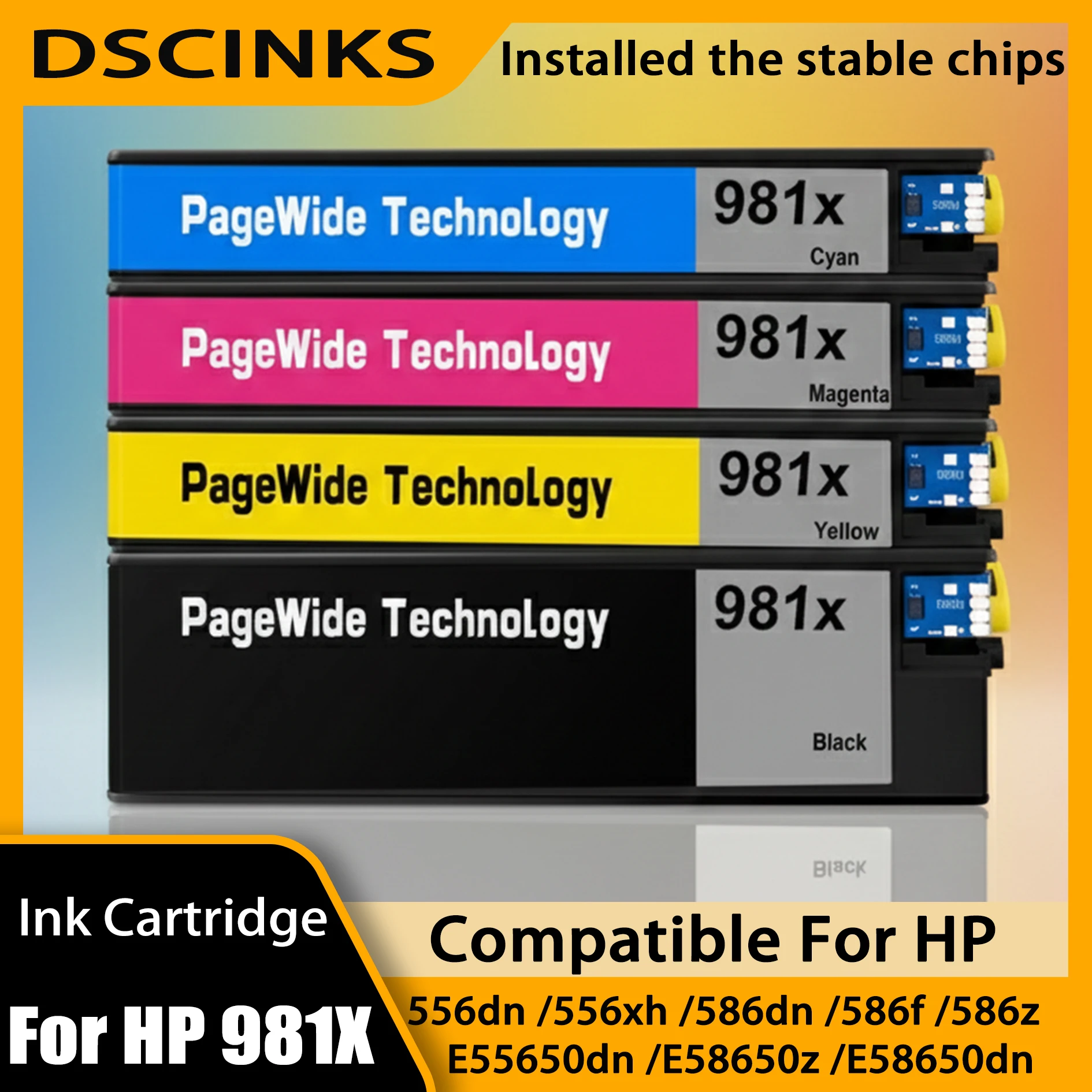 

981X Ink Cartridge L0R12A L0R09A L0R10A L0R11A for HP PageWide 556 556dn 556xh MFP 586 MFP 586z MFP 586dn MFP 586f Printers