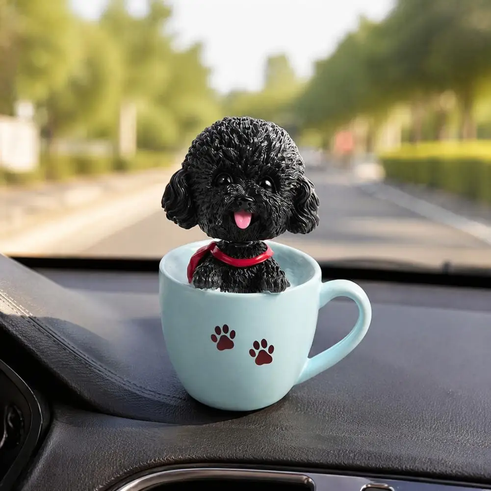 Shaking Head Dog Car Ornament Resin Teddy Schnauzer Dog Car Air Freshener Ornament Heat Resistant Dashboard Decor with for Car