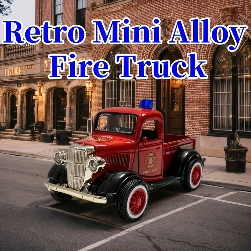 Collectible vehicle, vintage die-cast truck model, retro metal fire trucks, miniature vehicles, fire trucks, home antique trucks