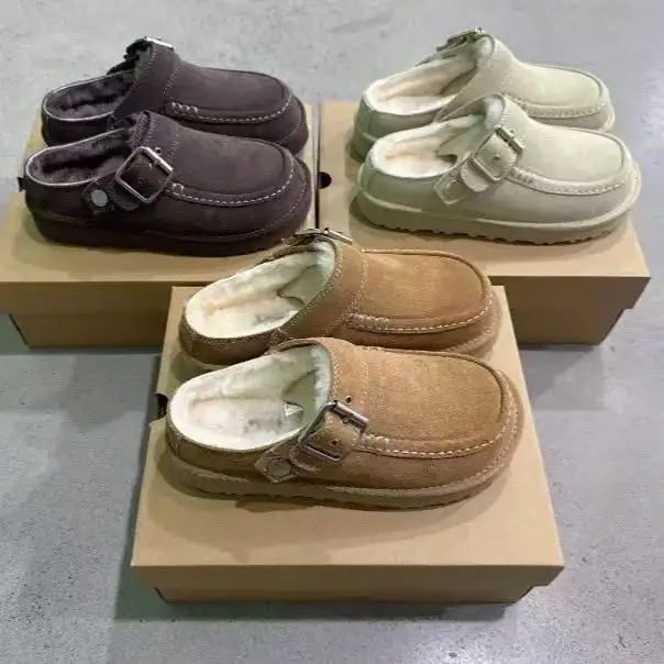 2026 Neue Winter-Hausschuhe aus Schafwolle mit integrierter, dicker Sohle für Damen, Retro-Zehenwickel-Müller-Schuhe für den Außenbereich – Detail 11