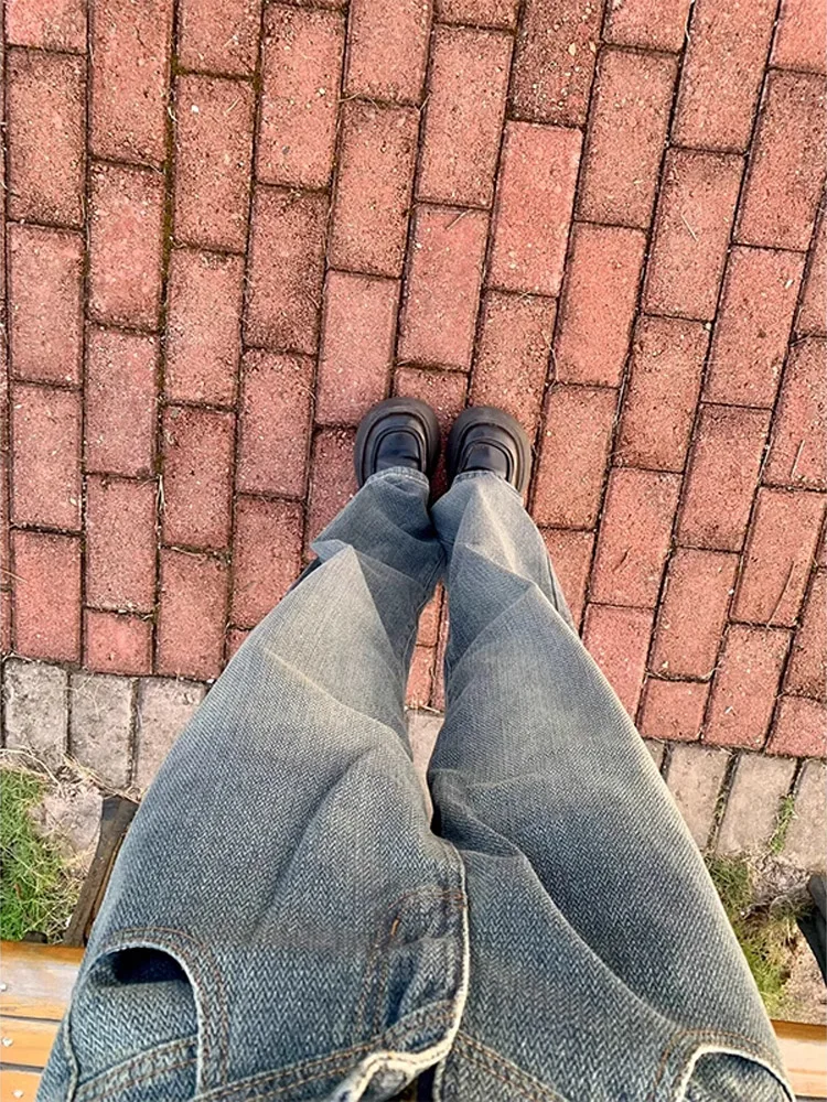 

American Sle Men's Jeans Galaxy Pattern Drapey Straight Leg High Waist Zipper Fly Youthful Trend Spring Wear Polyester Cotton