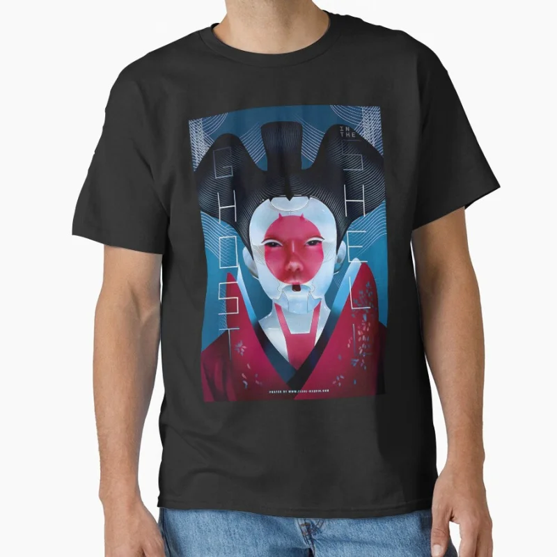 

Japan Cyberpunk Manga Ghost In The Shell #0723 sci fi Cyber girl Dystopian Style Anime Gift T shirt for men Large size Tops