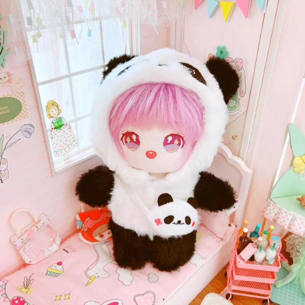 

Panda Jumpsuit 20cm Cotton Doll Clothes Mini Bag Onesuit Doll Winter Outfit Mini Plush Plush Dolls Clothes Doll Accessories