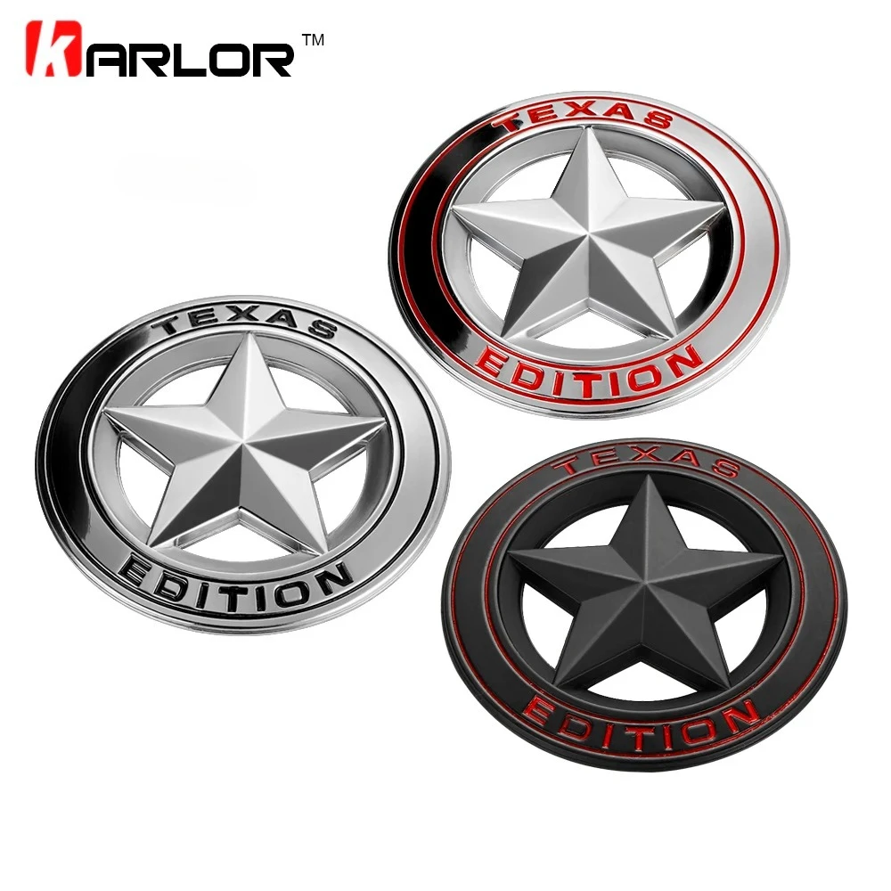 3D Metal TEXAS EDITION Shield Pentagram Emblem Badge Car Fender Side Tail Body Sticker For JEEP Wrangler Liberty Grand Cherokee