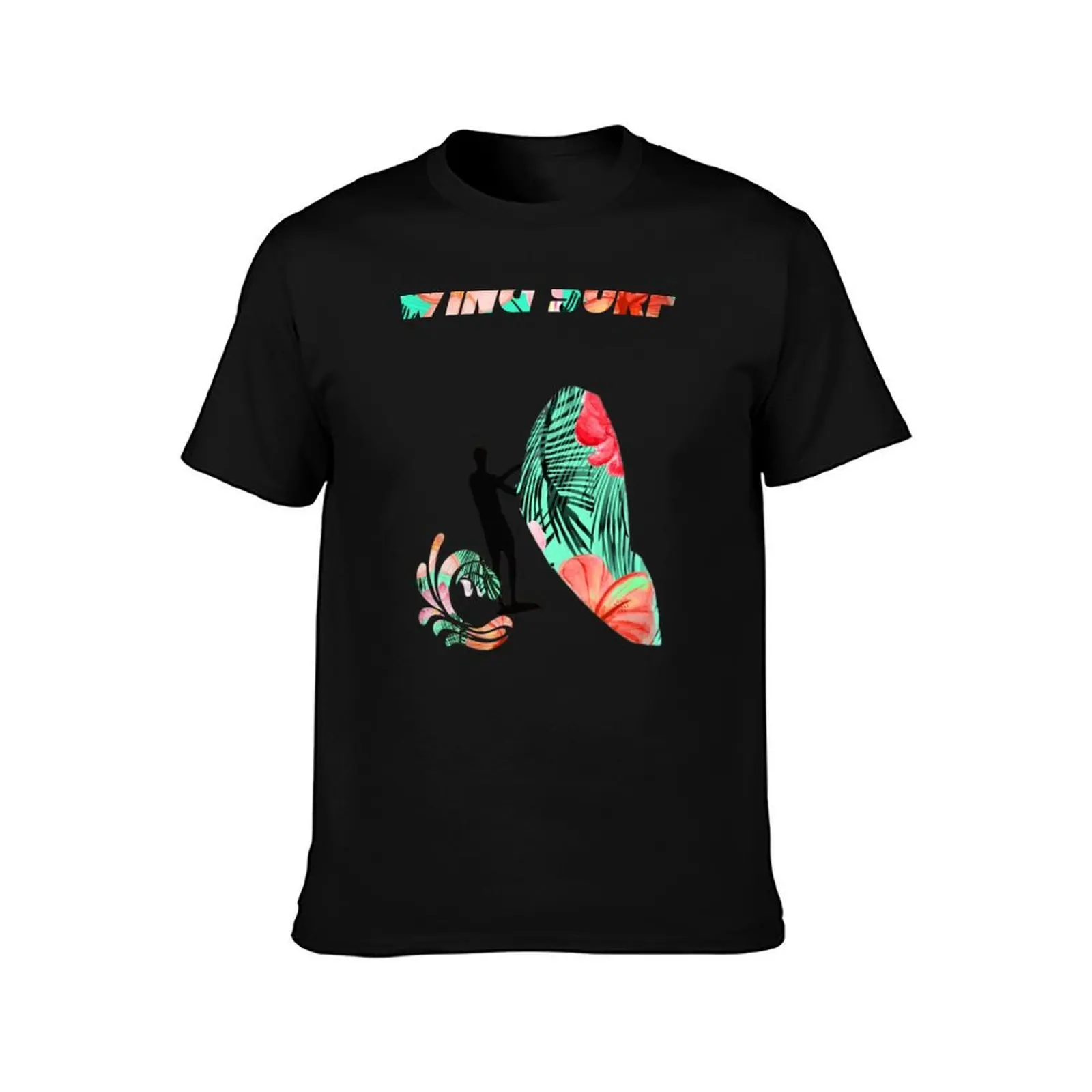 Wing surfing wingsurfing on watercolor skiair silhouette background T-Shirt Summer Casual Cotton Tee Oversized Streetwear Tops