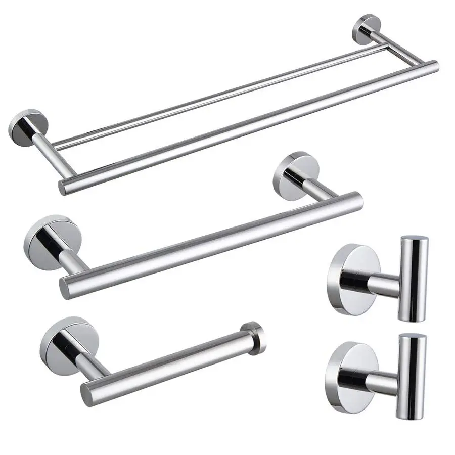 

Набор оборудования для ванной комнаты Настенный монтаж из полированной нержавеющей стали включает 24 двойных вешалки для полотенец, 12 вешалок для полотенец для рук, туалетная бумага Ho