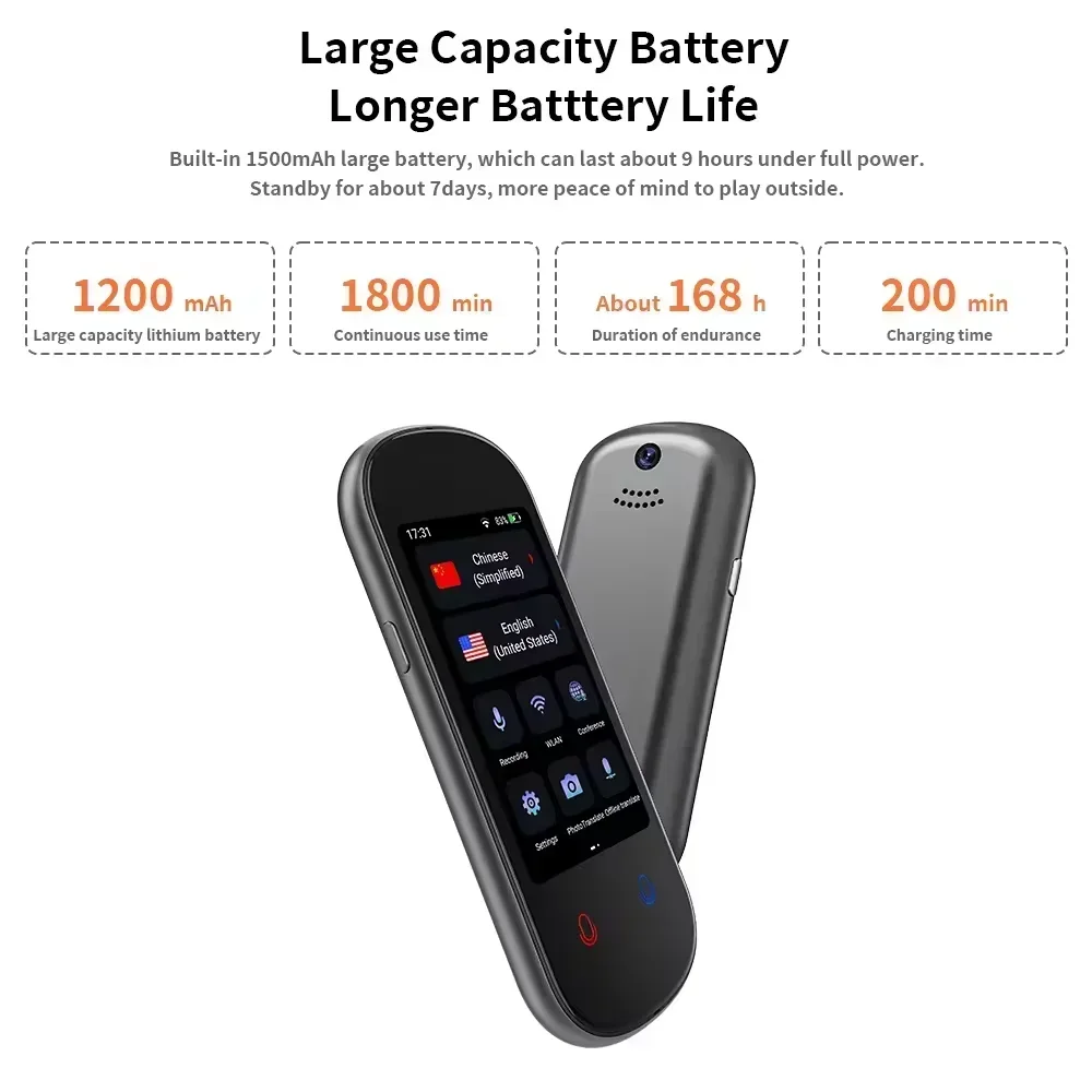 Z2 أفضل جودة ترجمة محمولة 138 لغة اتجاهين جهاز مترجم الكلام الفوري دقيق دون اتصال بالإنترنت عبر الصوت #3