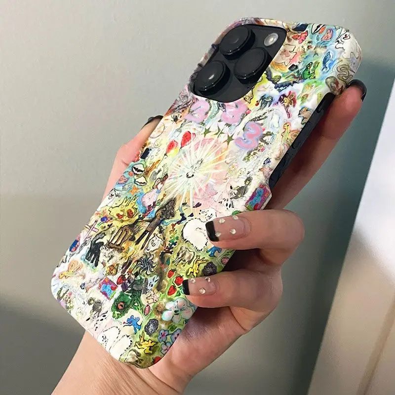Europe and America Oil Painting Phone Case for iPhone 16 15 14 13 12 11 Pro Max XS XR XSMax 6 7 8 Plus Glossy HD Hard PC Cover