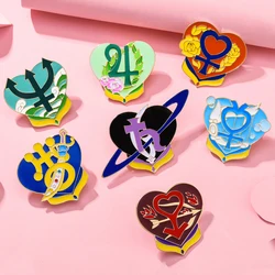 New Sailor Moon Same Series Pins Heart Saturn Uranus Enamel Cosplay Brooch Lapel Badge Jewelry Collection Gift for Anime Fans