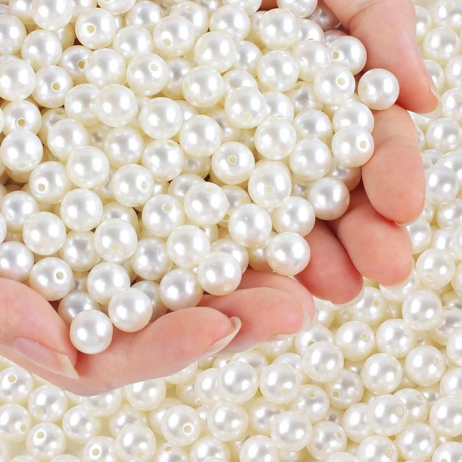 

600 Pcs 10mm Pearl Beads with Hole, Round Shapes Pearls for Crafting, Loose Pearl Beads for Jewelry Making, Pearls for Jewelry M