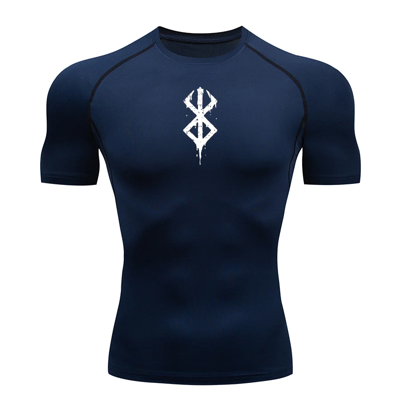 Men's Print Compression Shirts Summer Short Sleeve Rash Guard Gym Workout T-shirt Athletic Quick Dry Baselayer Undershirts Tops