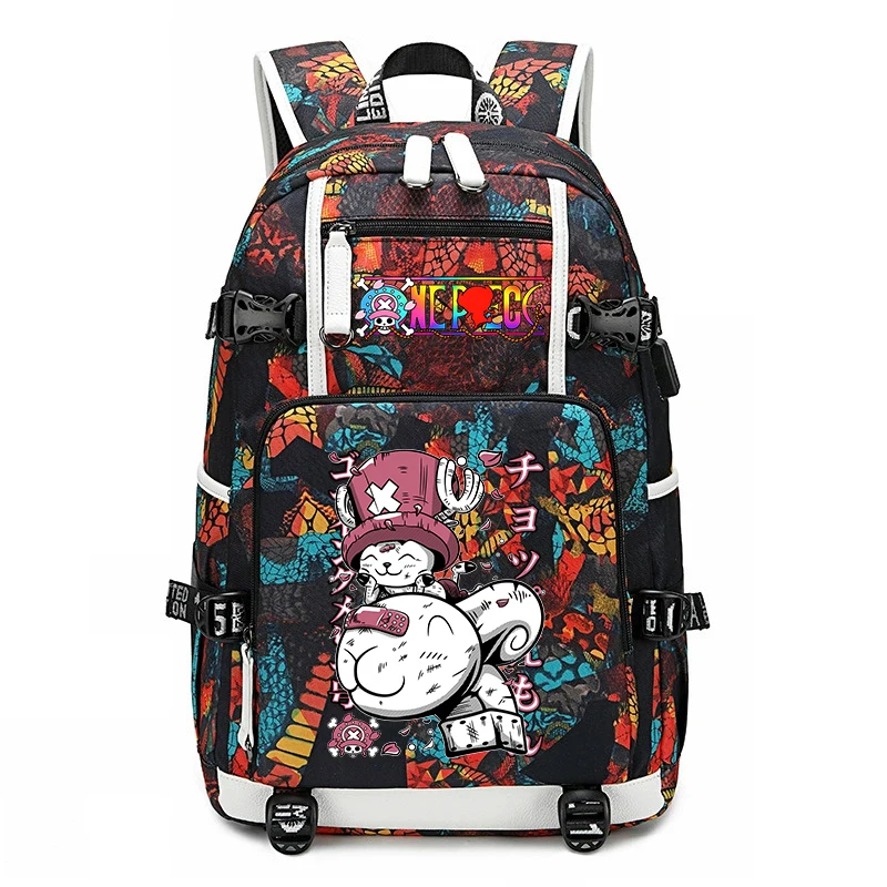 Large Capacity One Piece Tony Chopper Print School Backpack For Teen Boys Girls Casual Daypack Student Bookbag