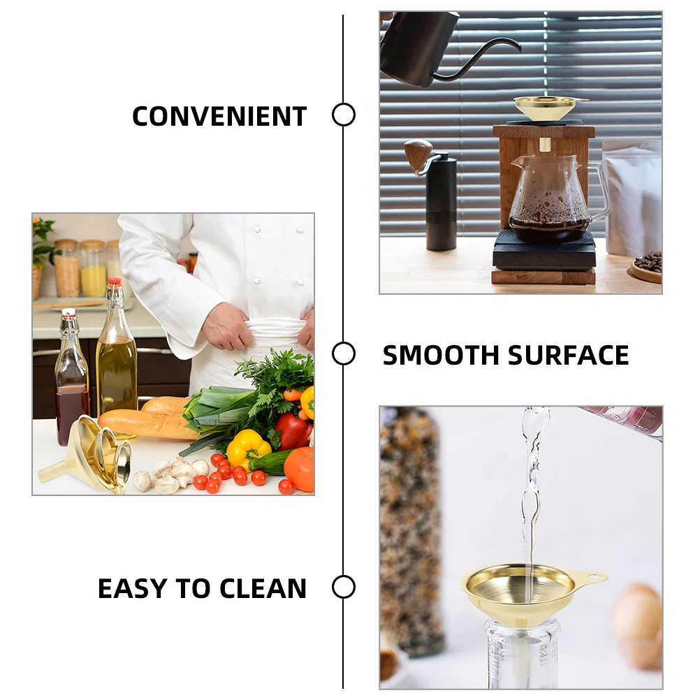 

1 Set Stainless Steel Funnel Set Oil Vinegar Liquid Transferring Canning Tool Portable Metal Funnel For Filling Bottles