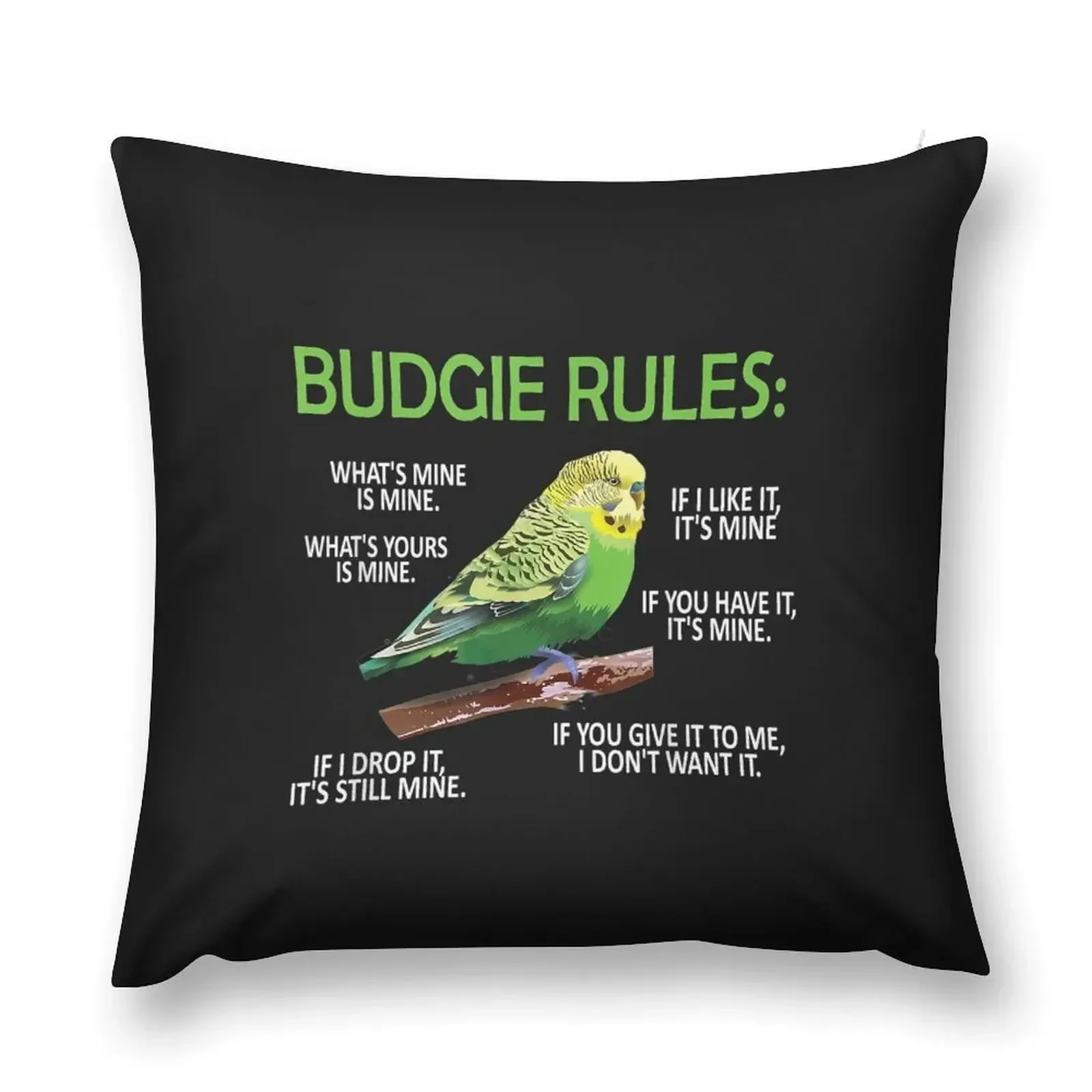 Budgie Rules Budgie Lover Parakeet Bird Budgerigar TShirt88 Throw Pillow Covers For Sofas Christmas Pillowcase pillow