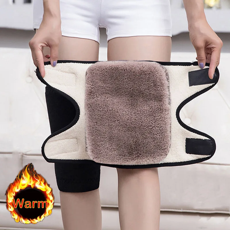 Rodilleras cálidas de invierno para calentadores de piernas para hombres mayores, rodillera para artritis de piernas frías, rodillera, Protector de rodilla de piel de conejo falsa