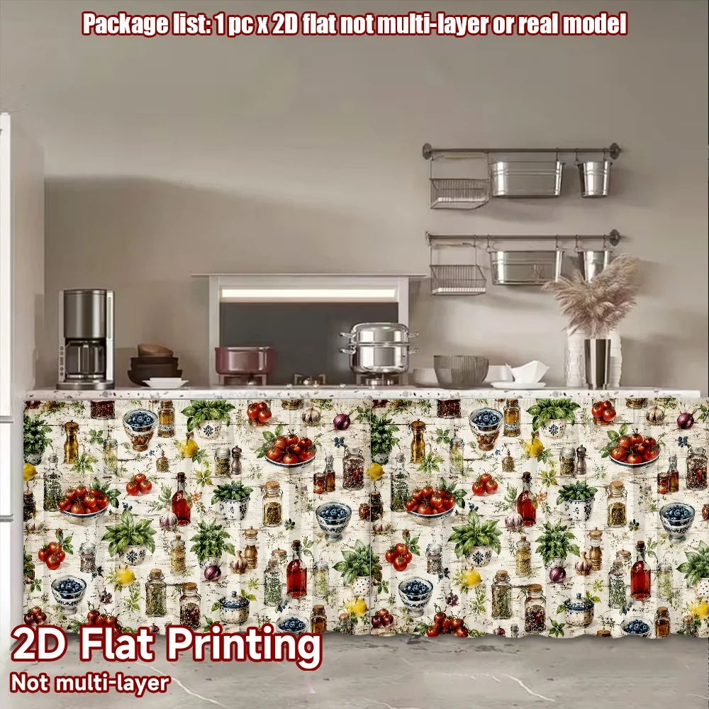 2D flat 1pc Country style Rustic Kitchen Ingredients Digital printing Suitable for bedroom bay window and balcony cabinets and