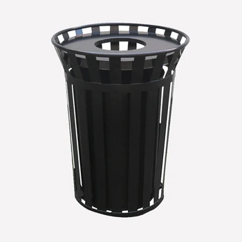 야외 거리 금속 강철 원형 재활용 쓰레기통, 140 리터 쓰레기통, 38gal 블랙 쓰레기통 컨테이너