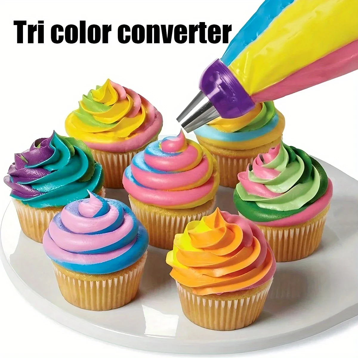 Acoplador de punta de tubería de pastel de 3 colores, adaptador de boquilla seguro para alimentos para decoración de hornear, bolsas, suministros profesionales para hornear, herramientas para magdalenas