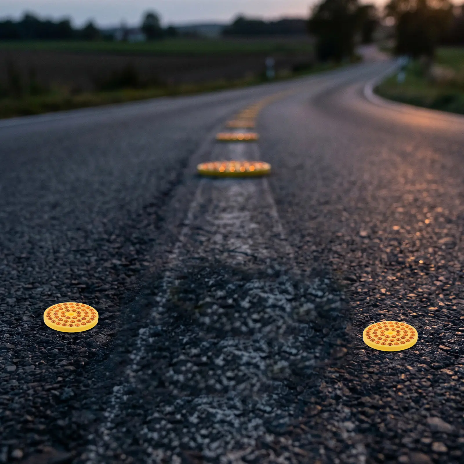 10Pcs Reflective Road Pavement Markers Yellow Round 1.5x1.57in Driveway Reflectors for Night Driveway Reflectors